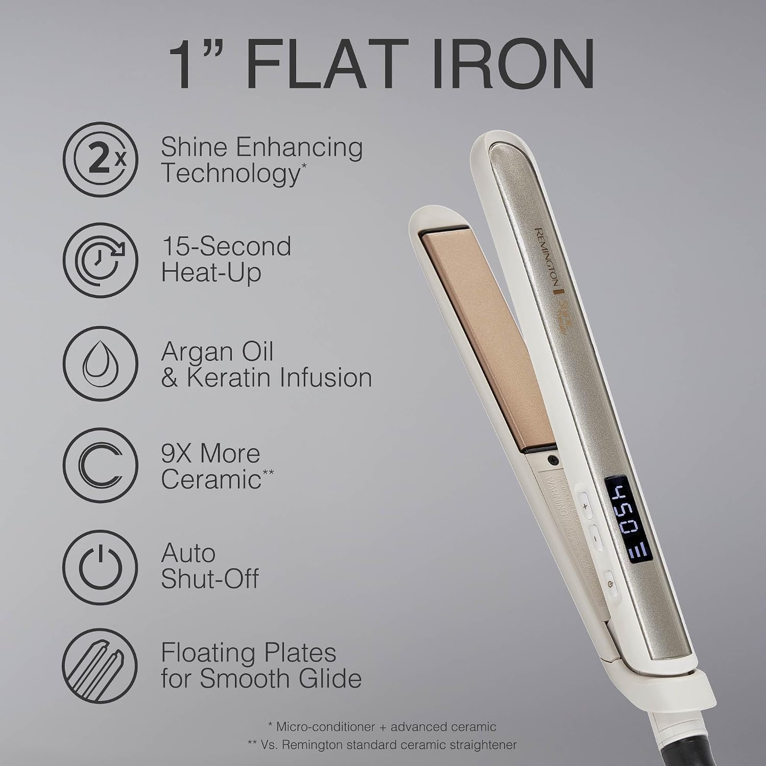 Remington Shine Therapy Plancha de cabello de 1 pulgada, aceite de...