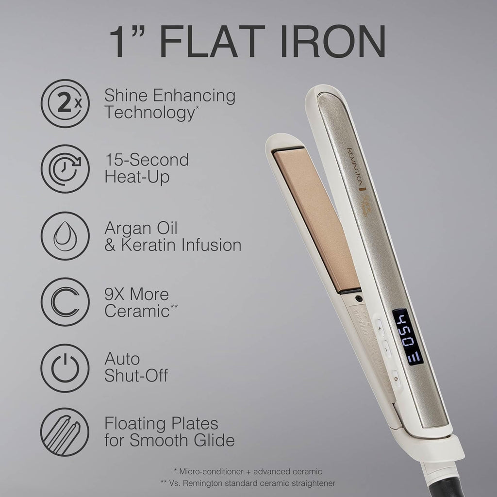 Remington Shine Therapy Plancha de cabello de 1 pulgada, aceite de...