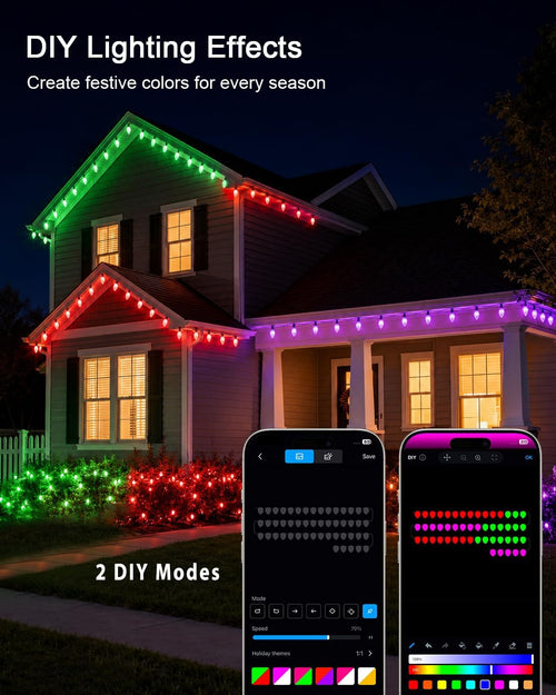 197FT 250LED Smart C9 luces de Navidad al aire libre, luz de cadena...