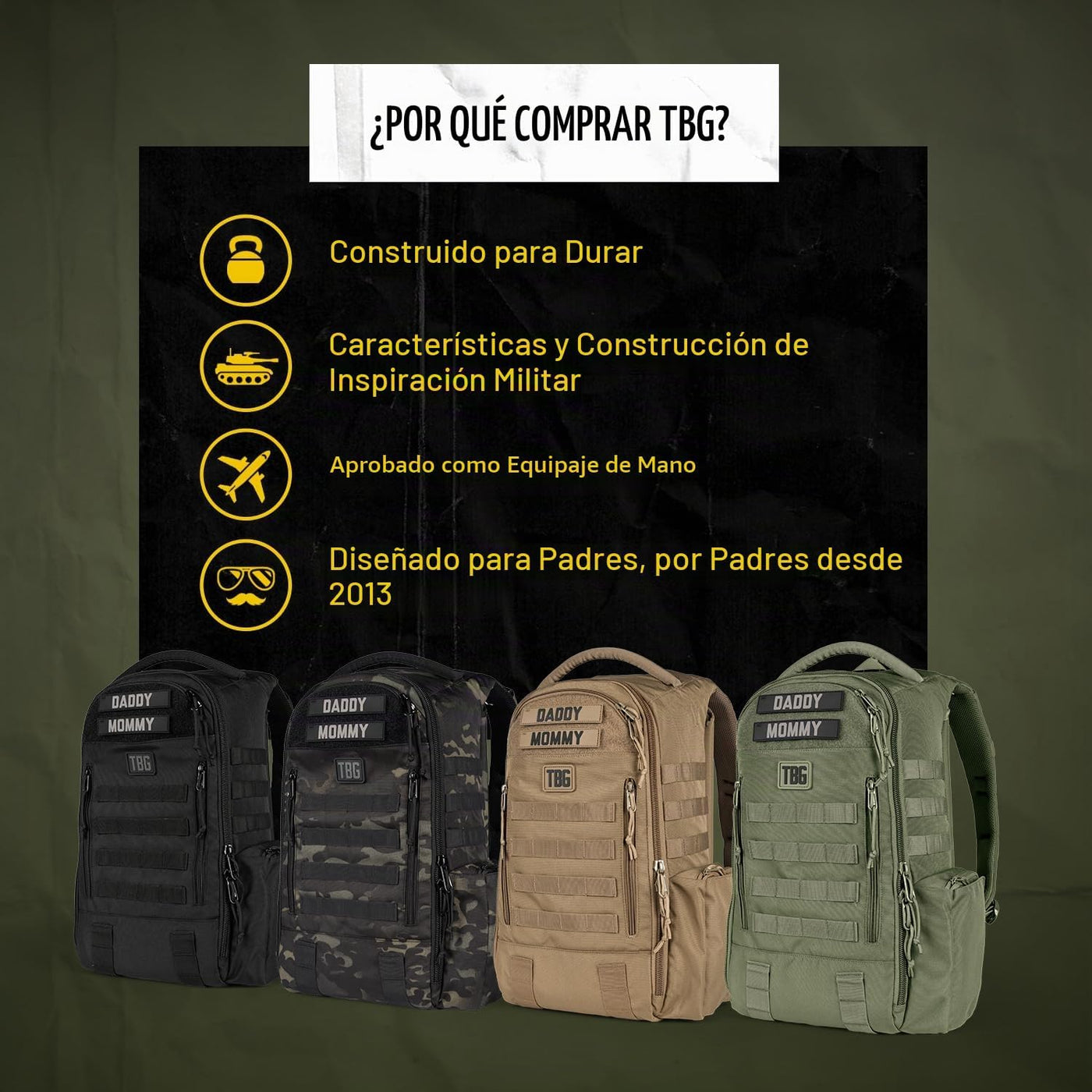 Tactical Baby Gear Daypack Mochila Táctica de Pañales para Papás -...