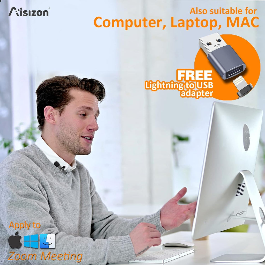 Aisizon Micrófono inalámbrico de solapa, micrófonos con clip, audio...
