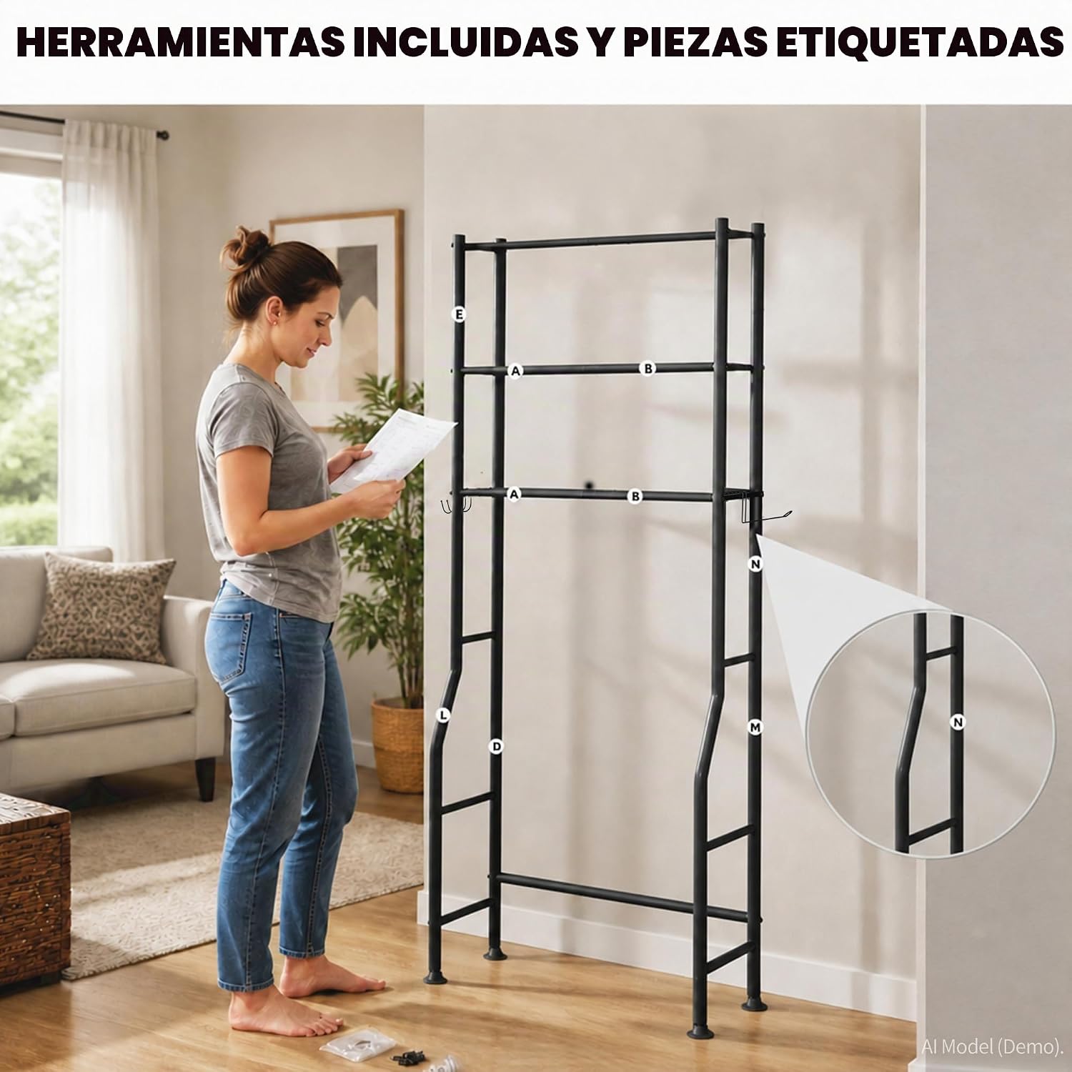GloTika Estante de almacenamiento de 3 niveles sobre el inodoro, es...