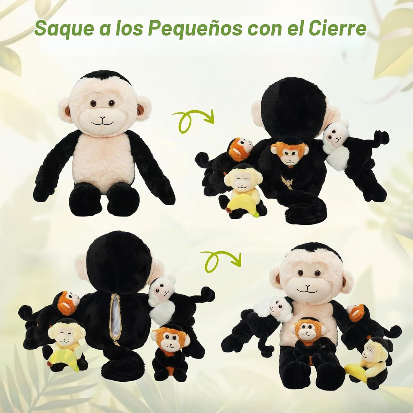 Mono de peluche de 5 piezas, 19.3 pulgadas, pulsera abrazable para...