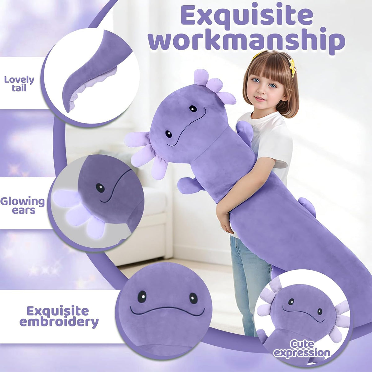 Tianmihou Peluche de ajolote gigante de 48 pulgadas, lindo juguete...