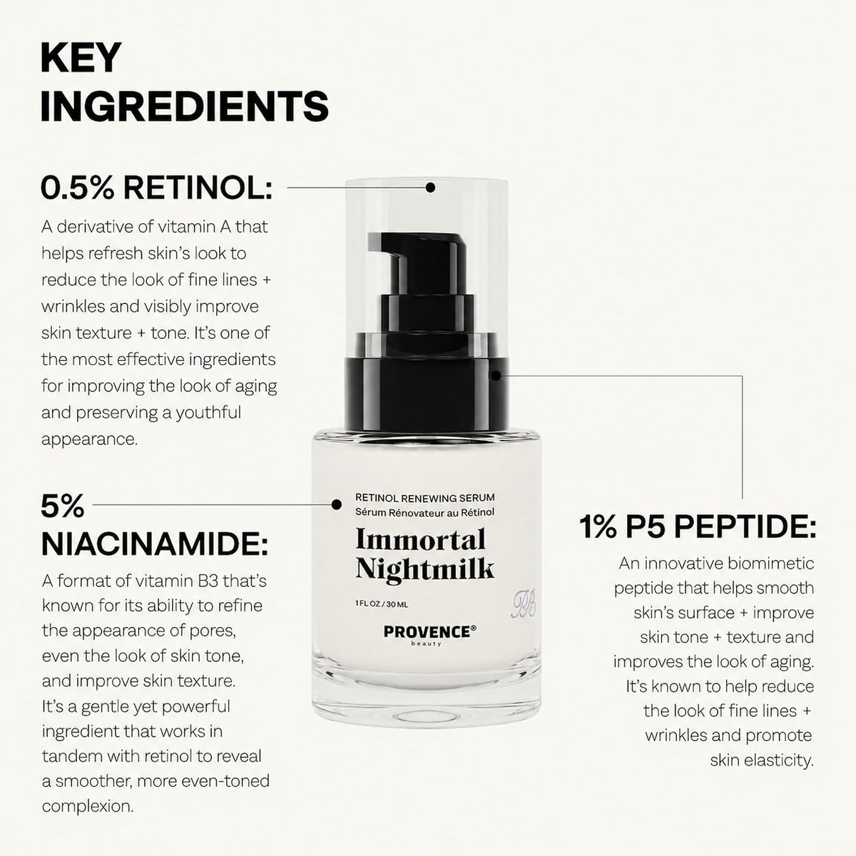 Provence Beauty Suero facial renovador de retinol Immortal Nightmil...