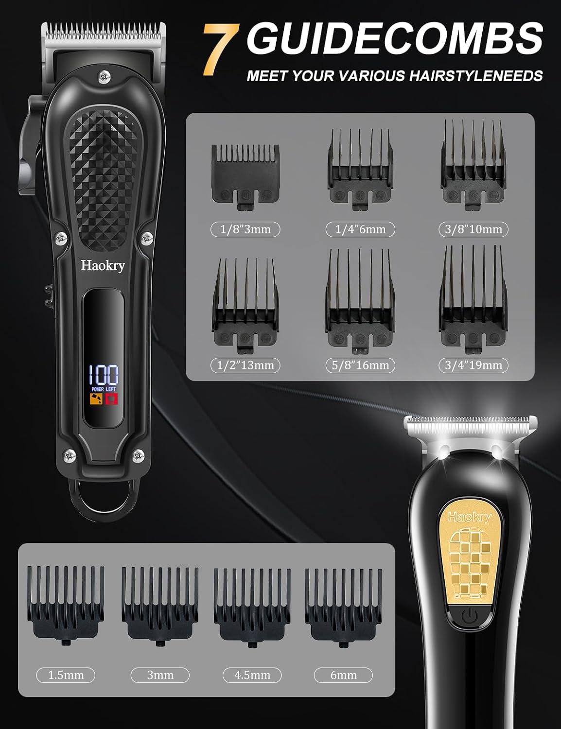 Haokry Cortadora de pelo y recortadora para hombres, juego de corta...