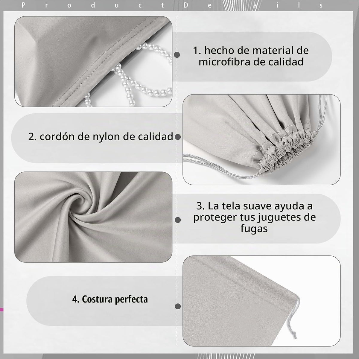 Weewooday 12 bolsas de juguetes para adultos de satén gris con cord...