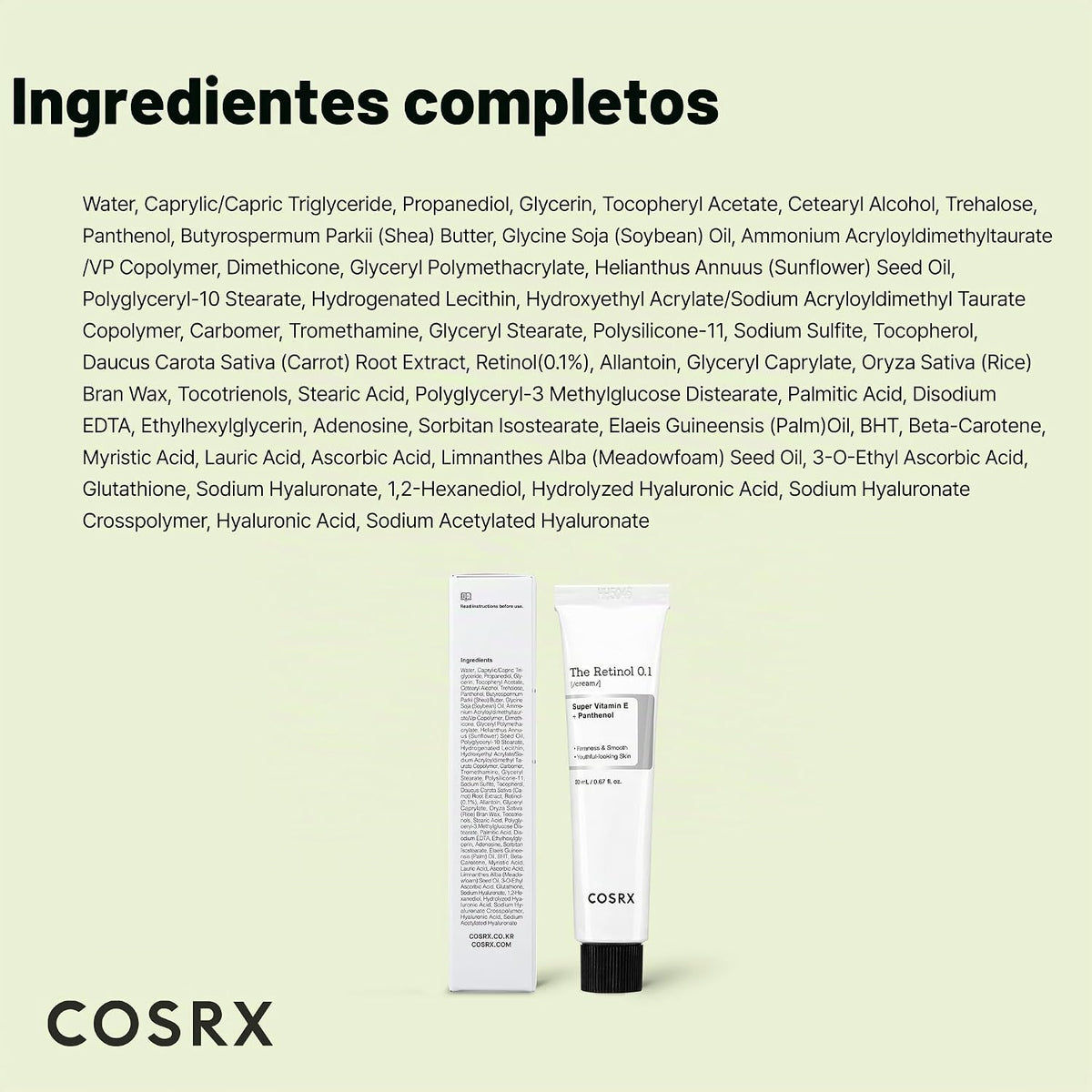 COSRX Retinol 0.1% Crema, Crema antienvejecimiento para ojos y cuel...