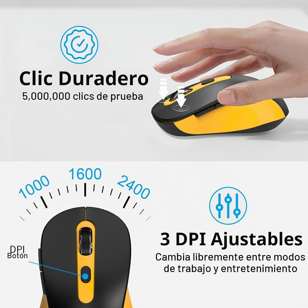 Ratón inalámbrico para laptop, PC, Chromebook, Mac, MacBook, ratón...