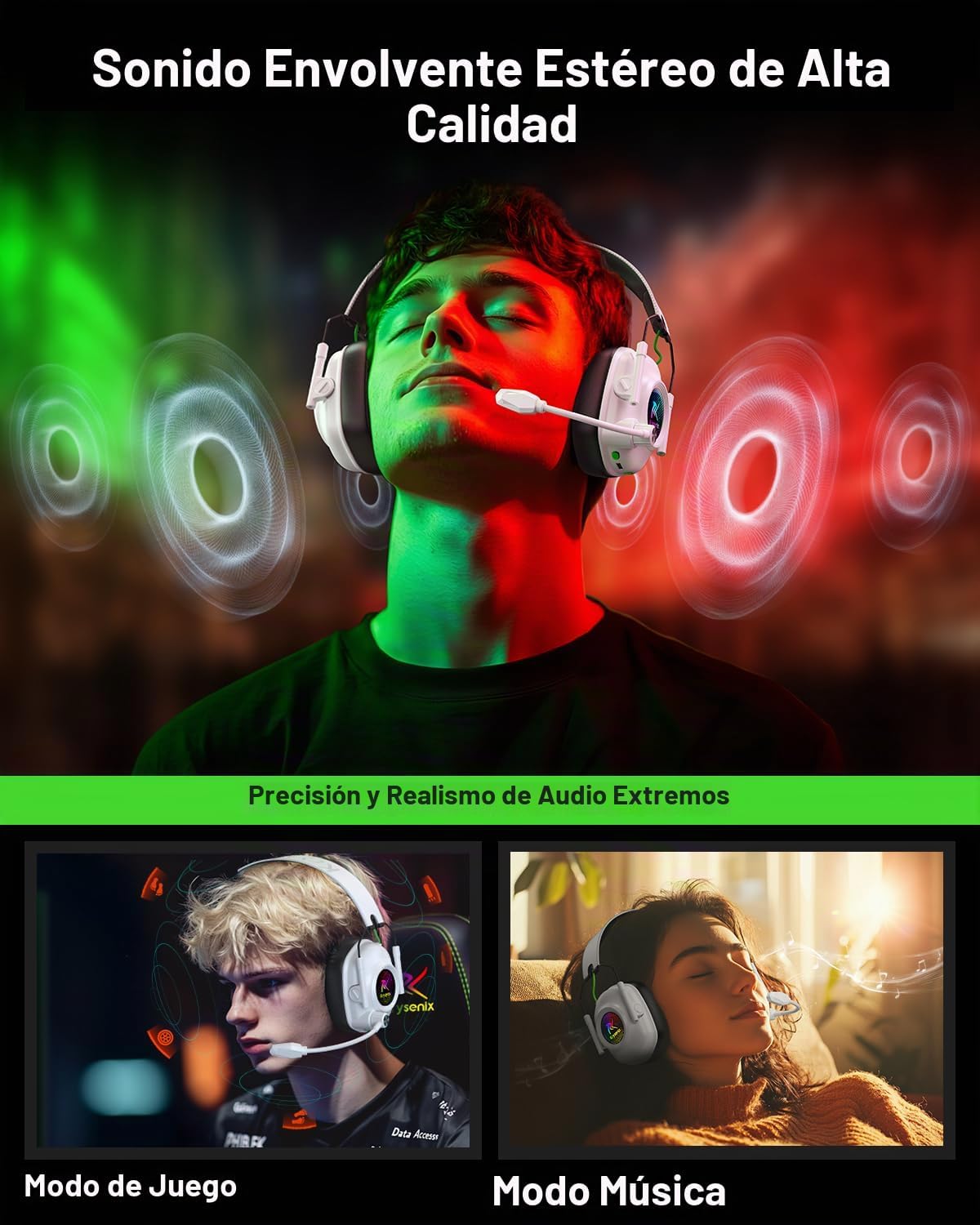 Auriculares inalámbricos para juegos con micrófono para PS5, PS4 y...