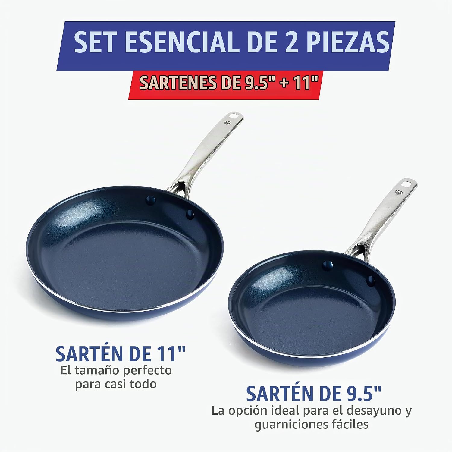Blue Diamond - Sartén de cerámica antiadherente con infusión de dia...