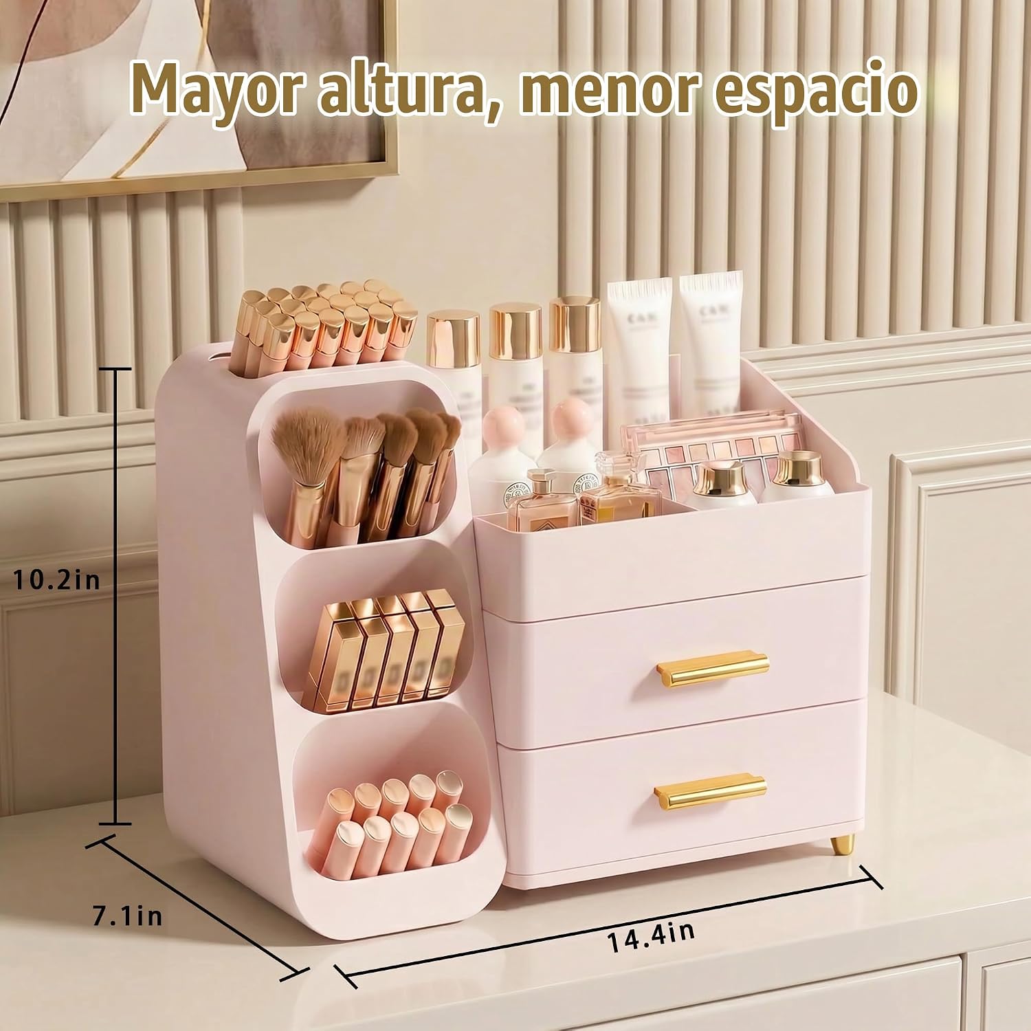 Asdbko Organizador de maquillaje de gran capacidad con soporte para...
