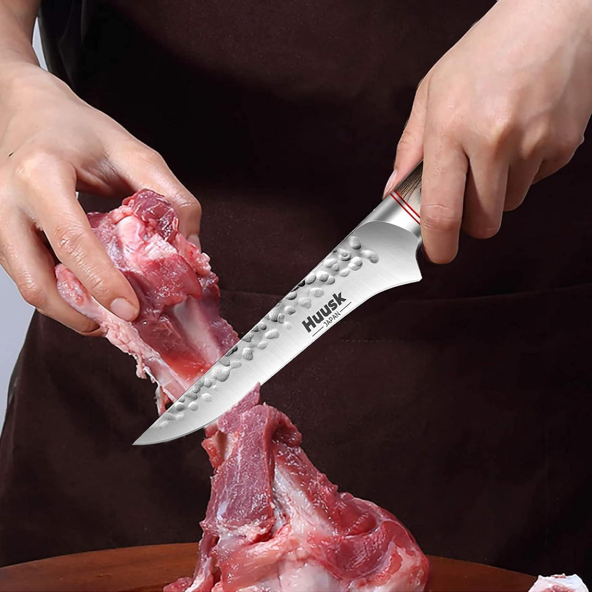 Huusk Cuchillo deshuesador para cortar carne, cuchillo de filete ja...