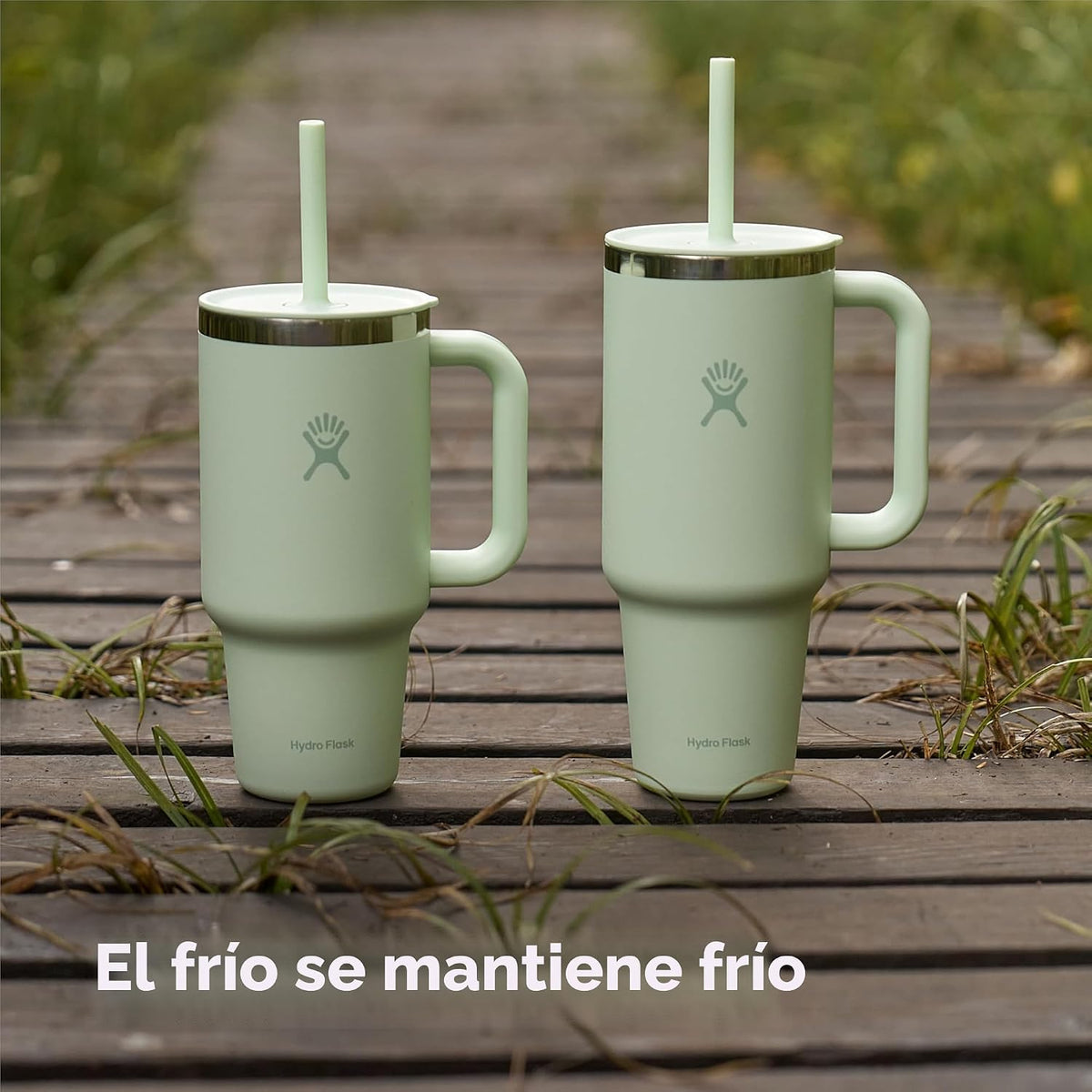 Hydro Flask Vaso de viaje con asa, tapa y pajita, acero inoxidable...