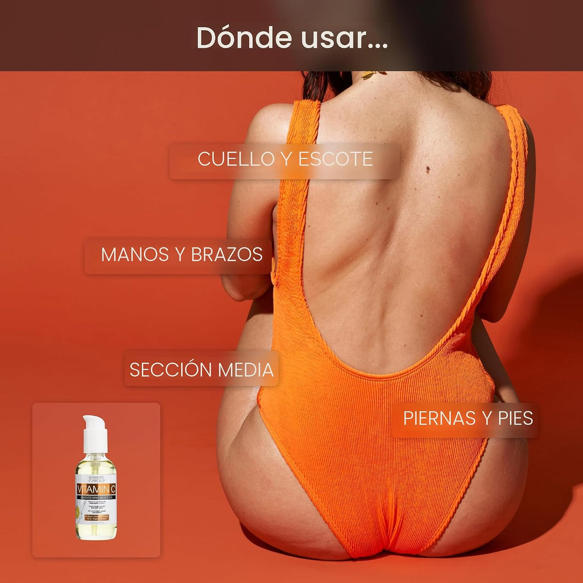 Advanced Clinicals Aceite corporal iluminador con vitamina C para m...