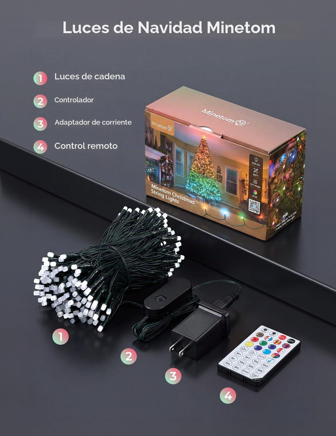 Minetom - Luces inteligentes para árbol de Navidad, Halloween, 264...