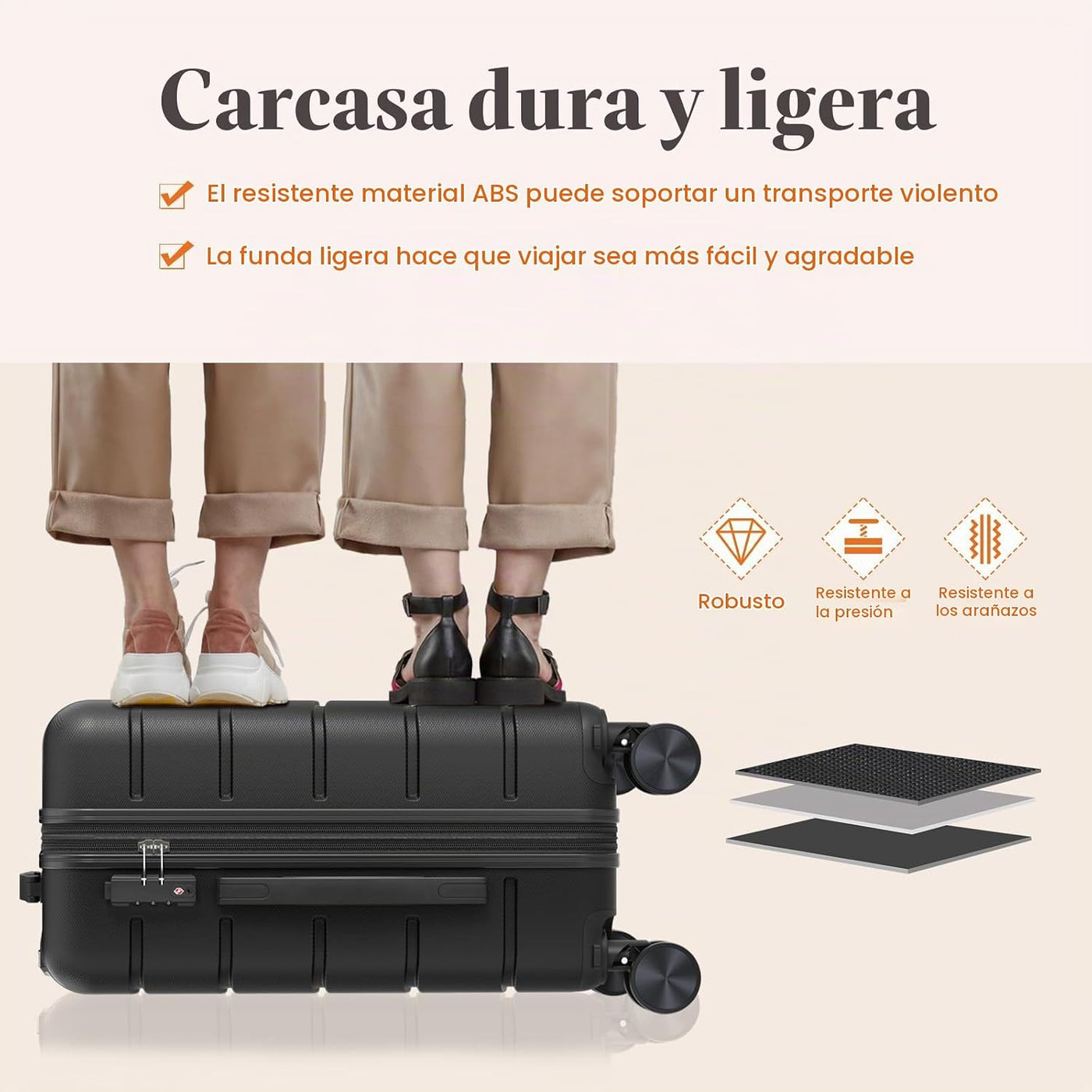 Sweetcrispy Maleta de mano, equipaje con ruedas giratorias, carcasa...