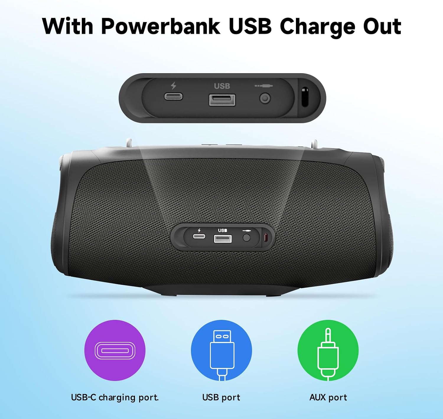 TAZATA Altavoz Bluetooth Inalámbrico, Altavoces Boombox para Exteri...