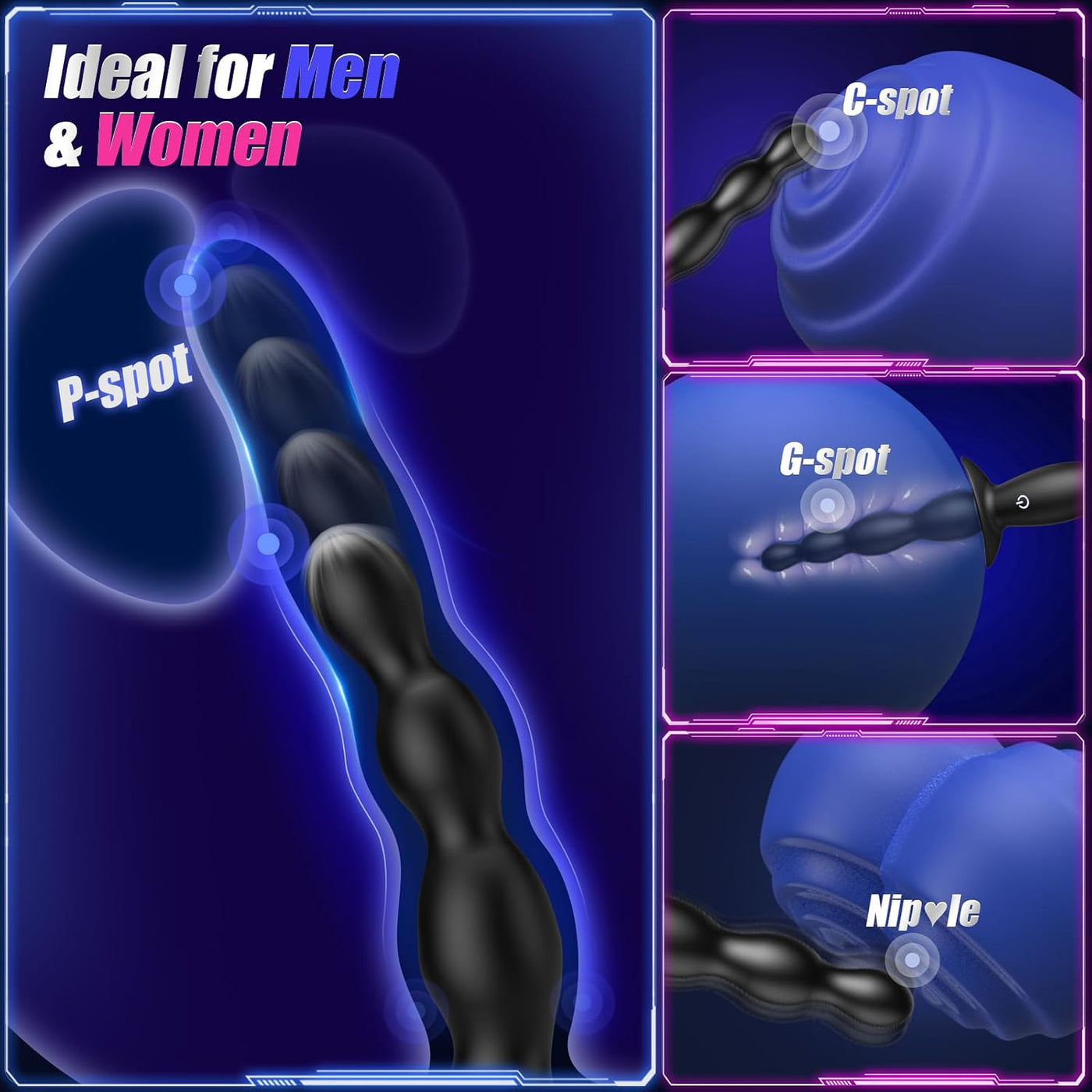 BEISAR - Masajeador de próstata con cuentas anales - Vibrador anal...