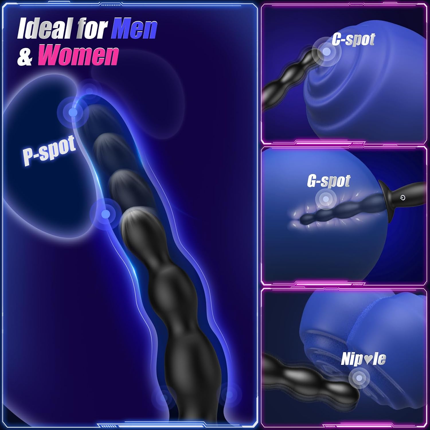 BEISAR - Masajeador de próstata con cuentas anales - Vibrador anal...