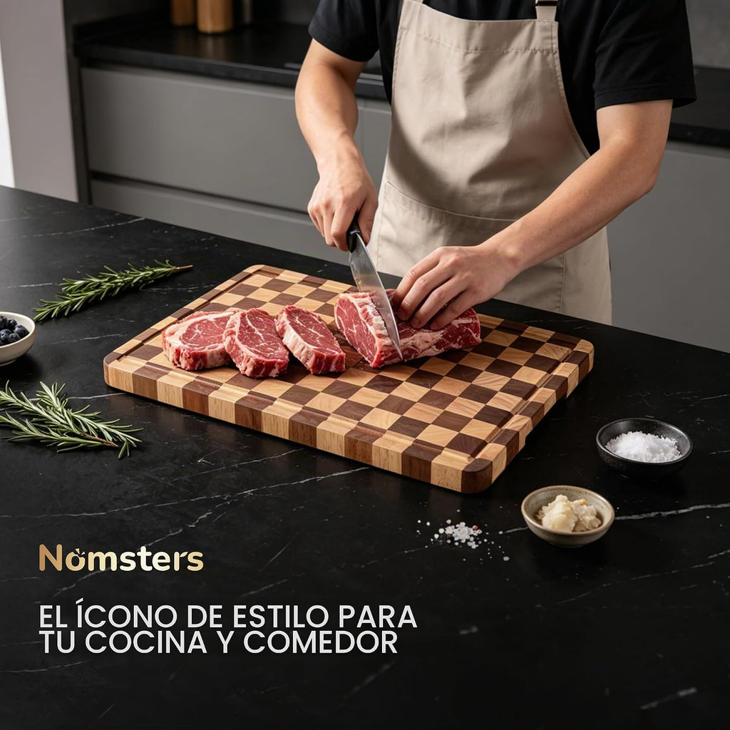 Nomsters Tabla de cortar para cocina, tabla de cortar a cuadros de...