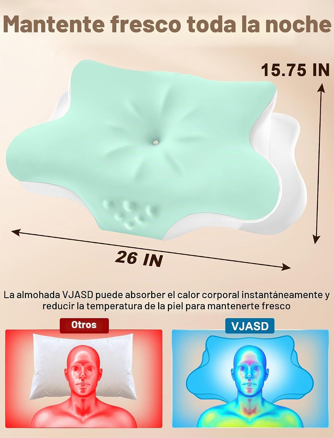 Almohada cervical para el cuello para aliviar el dolor, almohada er...