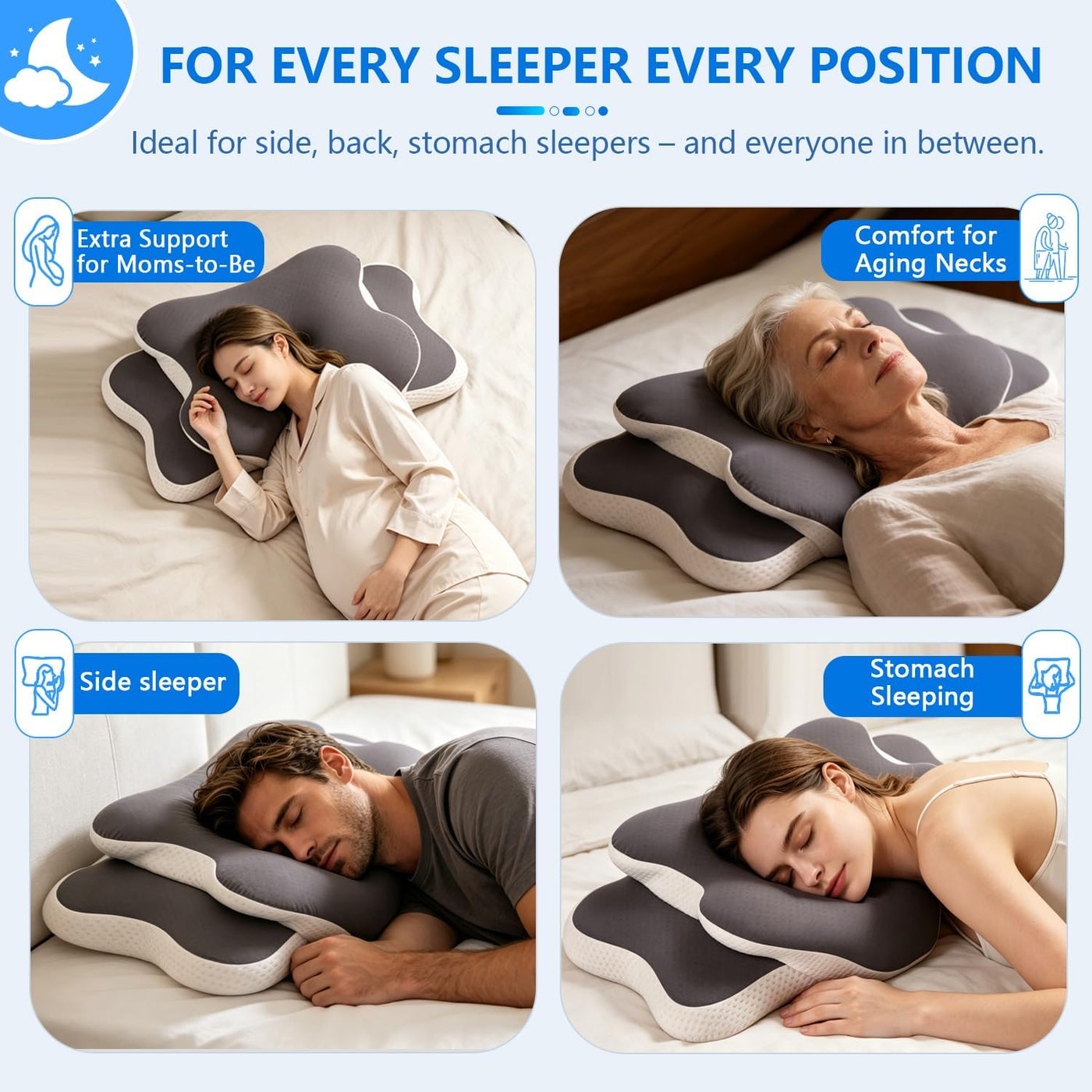 Ergo Pillow para la apnea del sueño, el dolor de cuello y el alivio...