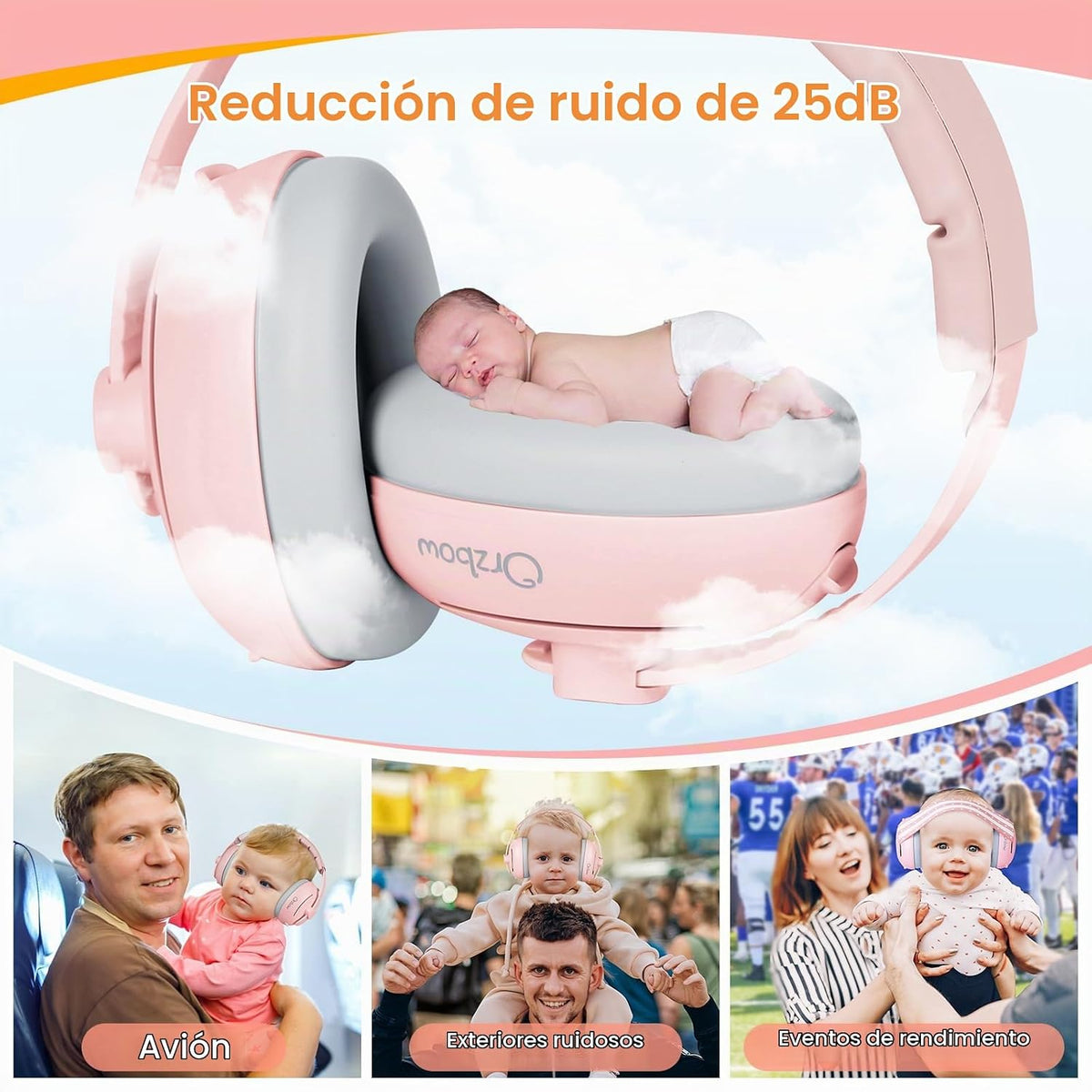 Orejeras 2 en 1 para bebé, protección contra ruido, auriculares con...