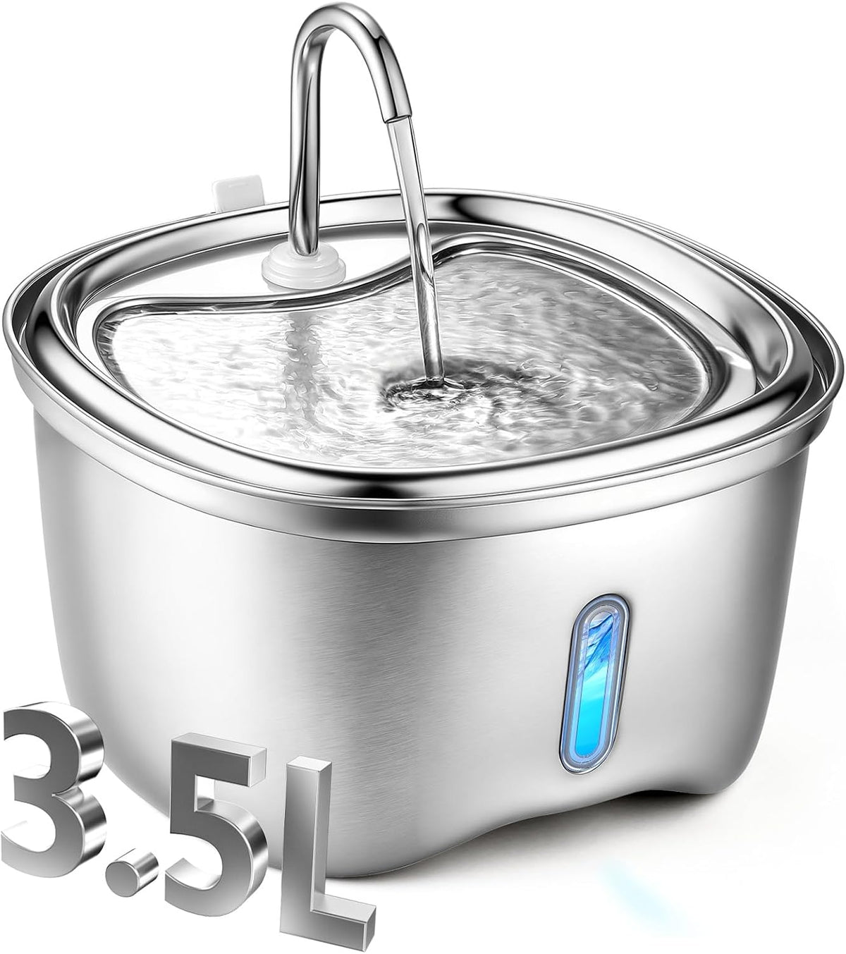 Kiwilove Fuente de agua para gatos de acero inoxidable, fuentes de...