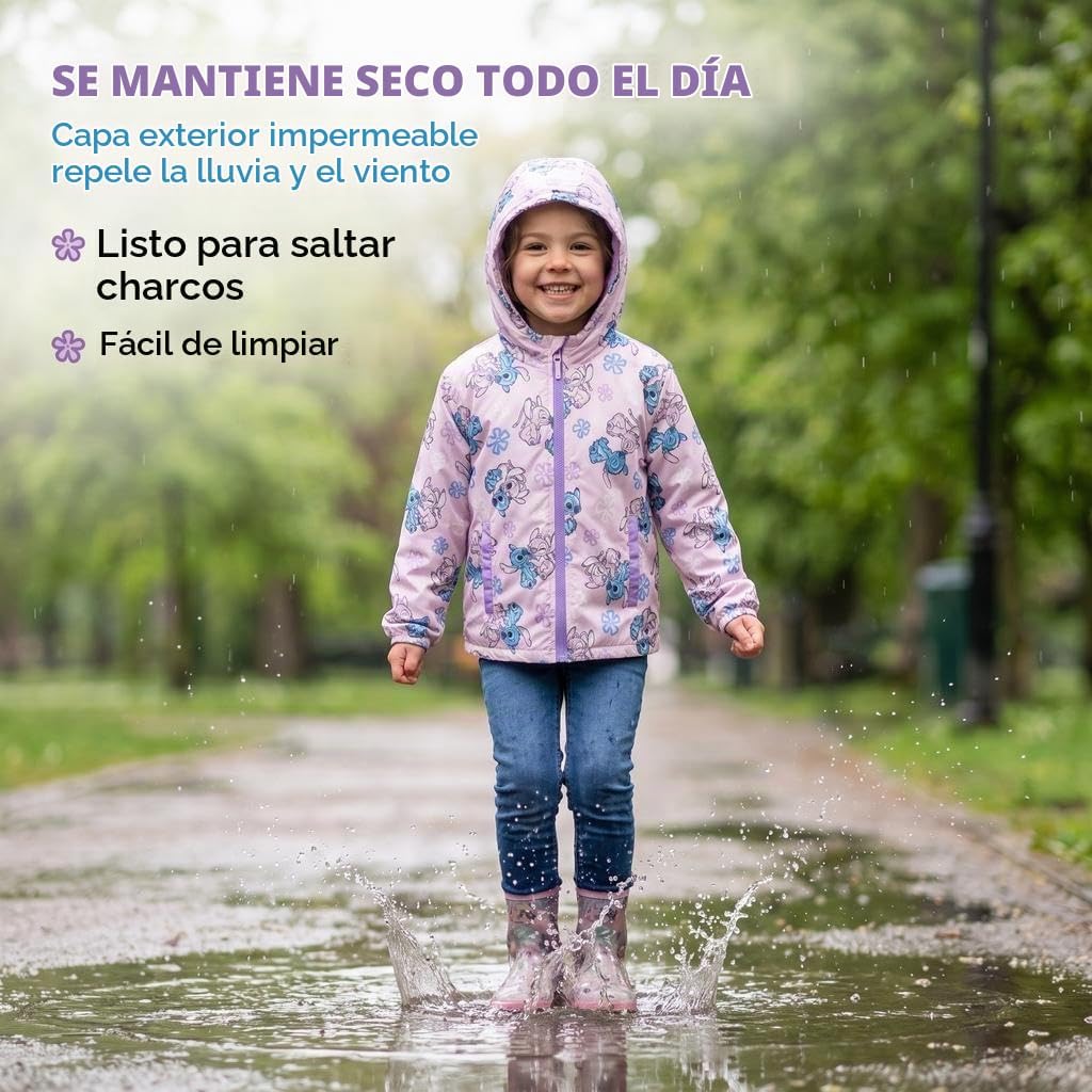 Disney Lilo &amp; Stitch - Chaqueta impermeable con cremallera para...