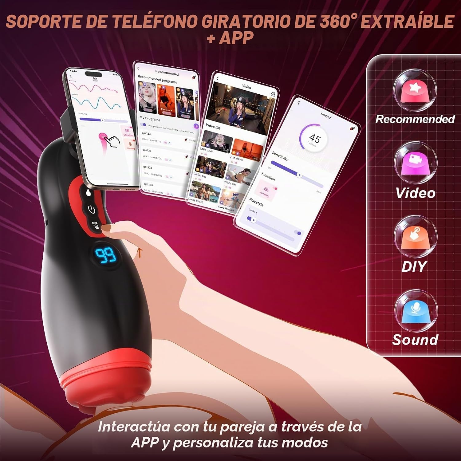 Masturbador Masculino Juguetes Sexuales para Hombres - Soporte para...
