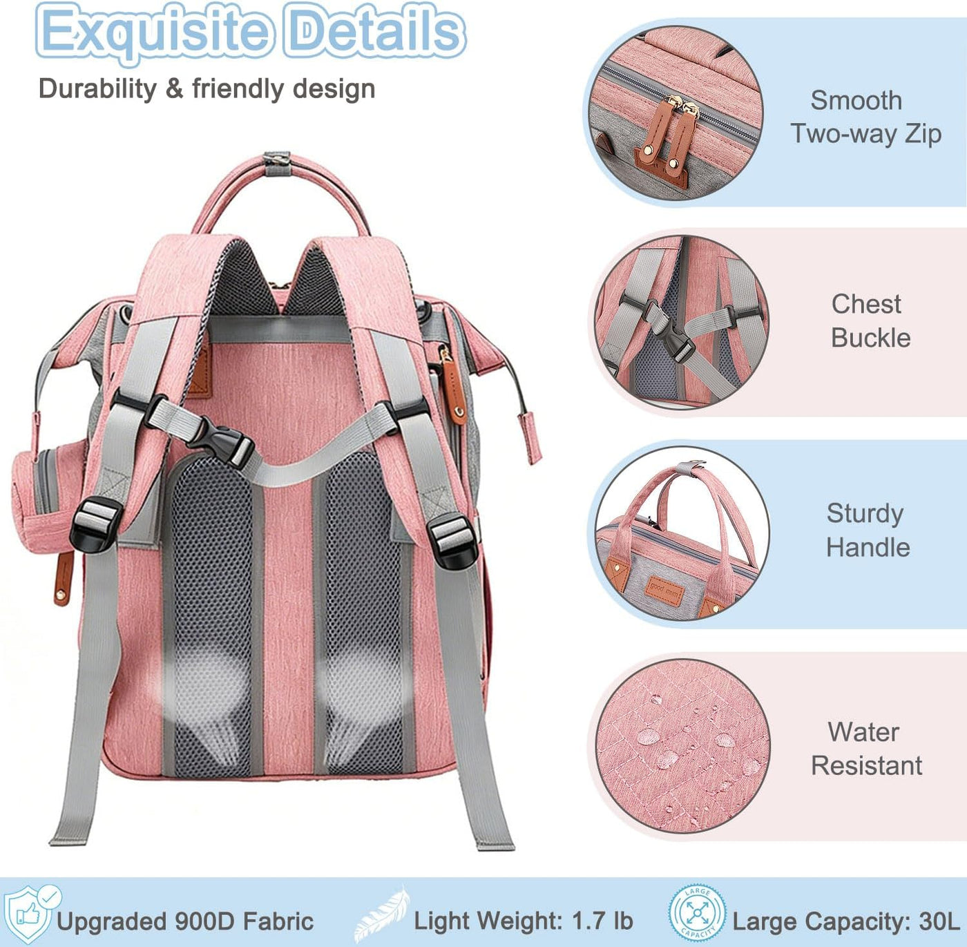SHITIESHOU Bolsa de pañales para mamá y papá, con cambiador, 19 bol...