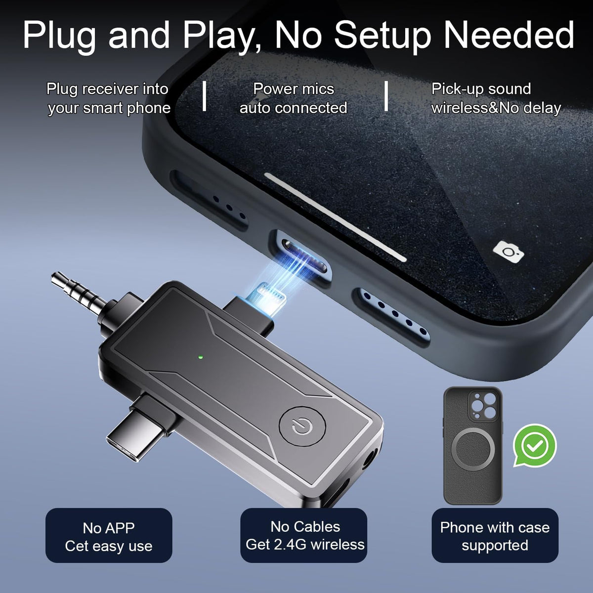 Paquete de 2 micrófonos inalámbricos de solapa Mini Lavalier para i...