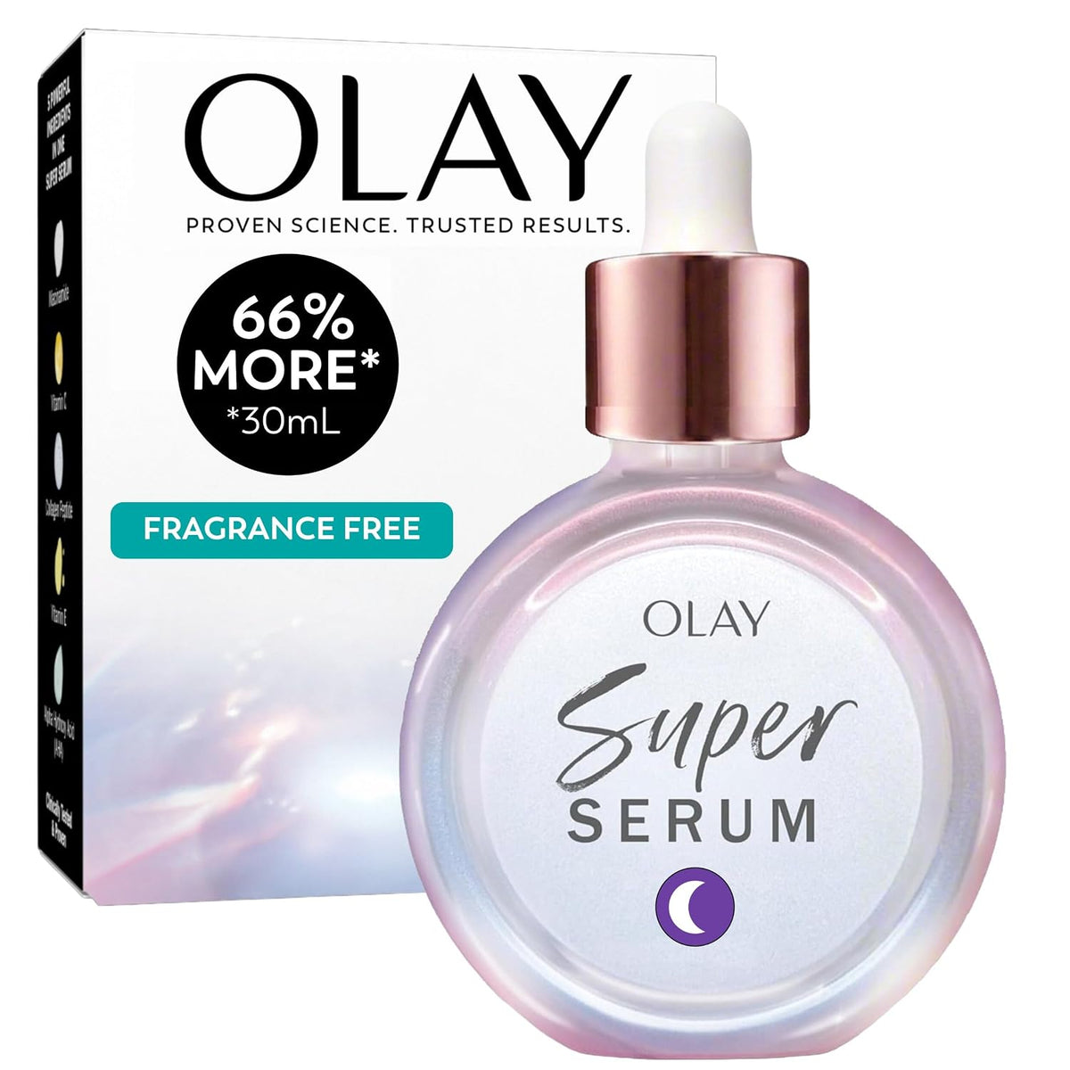 Olay Super Serum Night Repair, sin fragancia, niacinamida, péptido,...