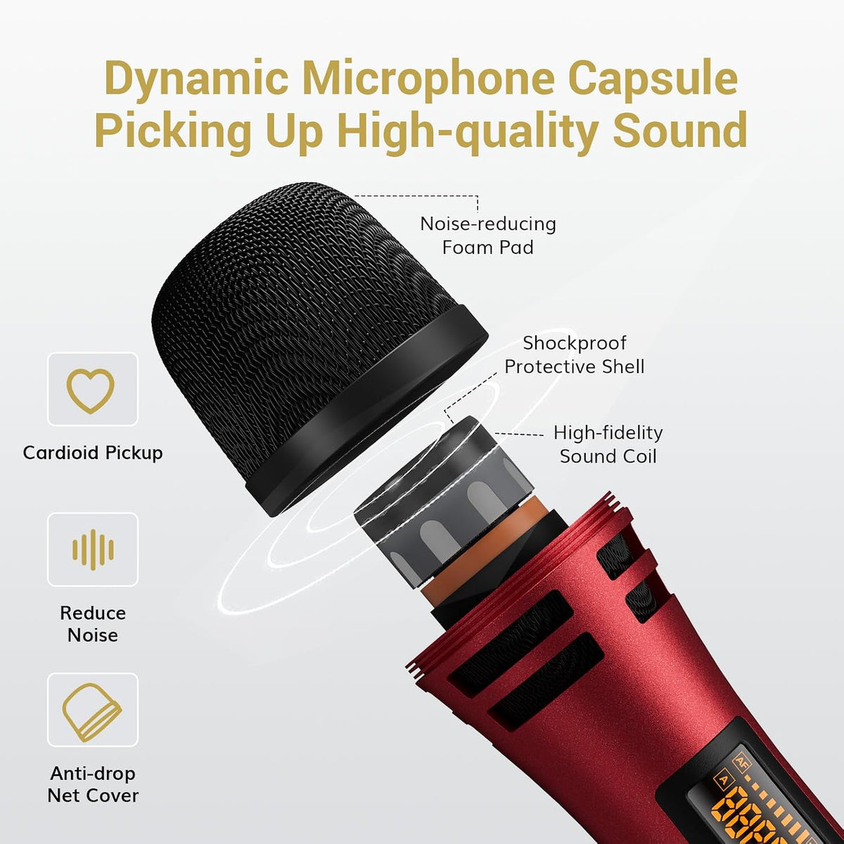 TONOR Micrófonos Inalámbricos, Sistema de Micrófono de Karaoke Dual...