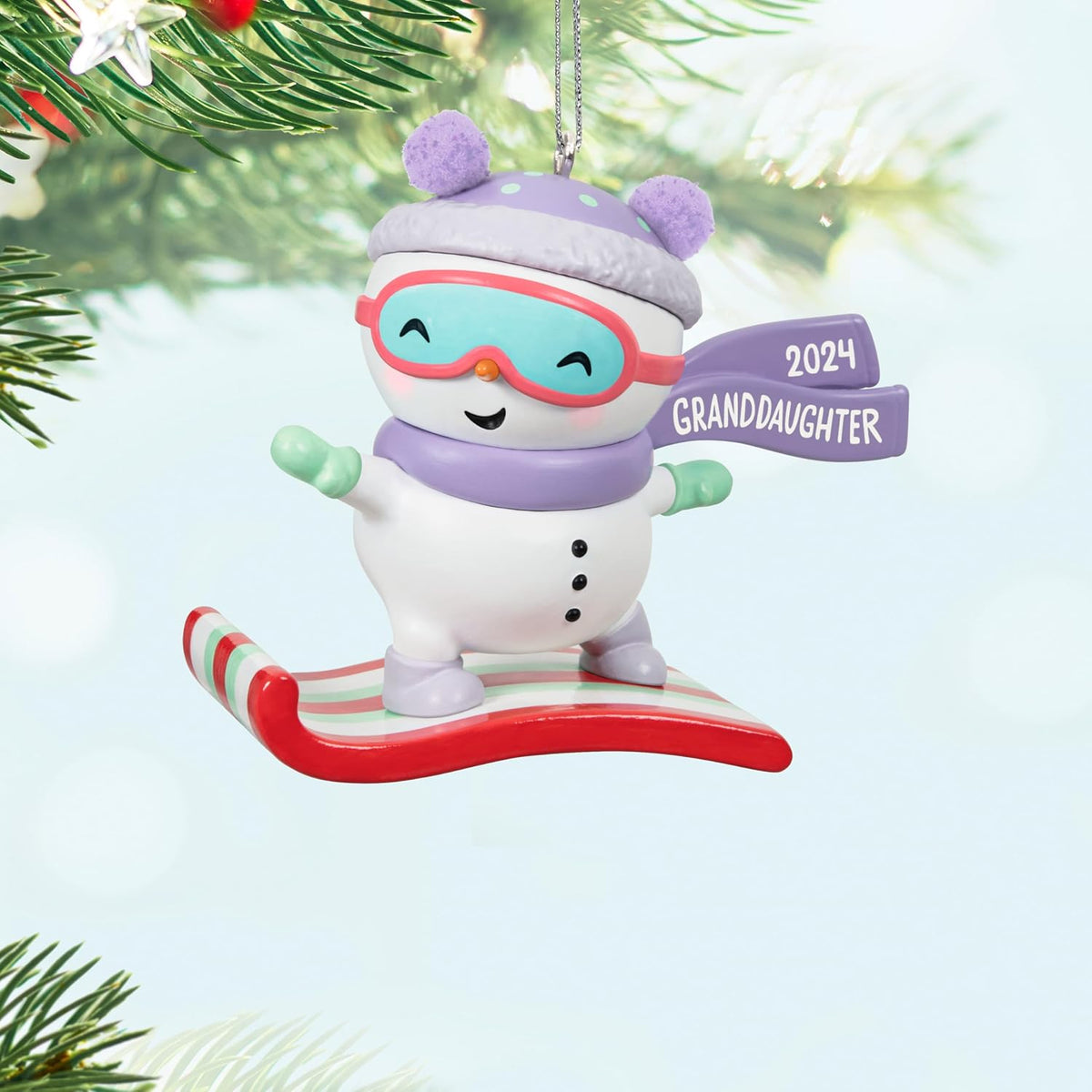 Hallmark Keepsake Adorno de Navidad 2024, muñeco de nieve de snowbo...