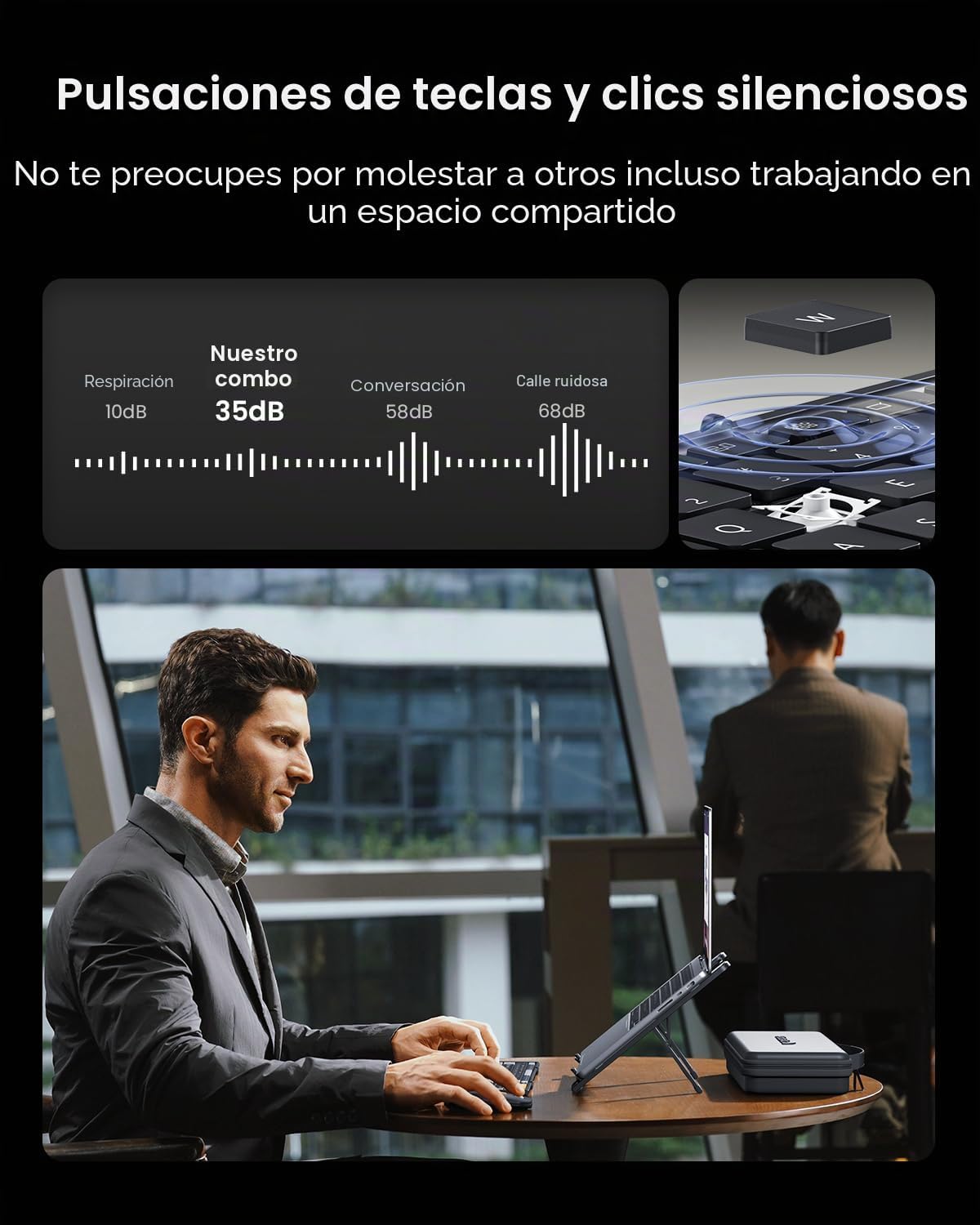 ProtoArc Combo de Teclado y Mouse Plegable, XKM01 CaseUp Teclado y...