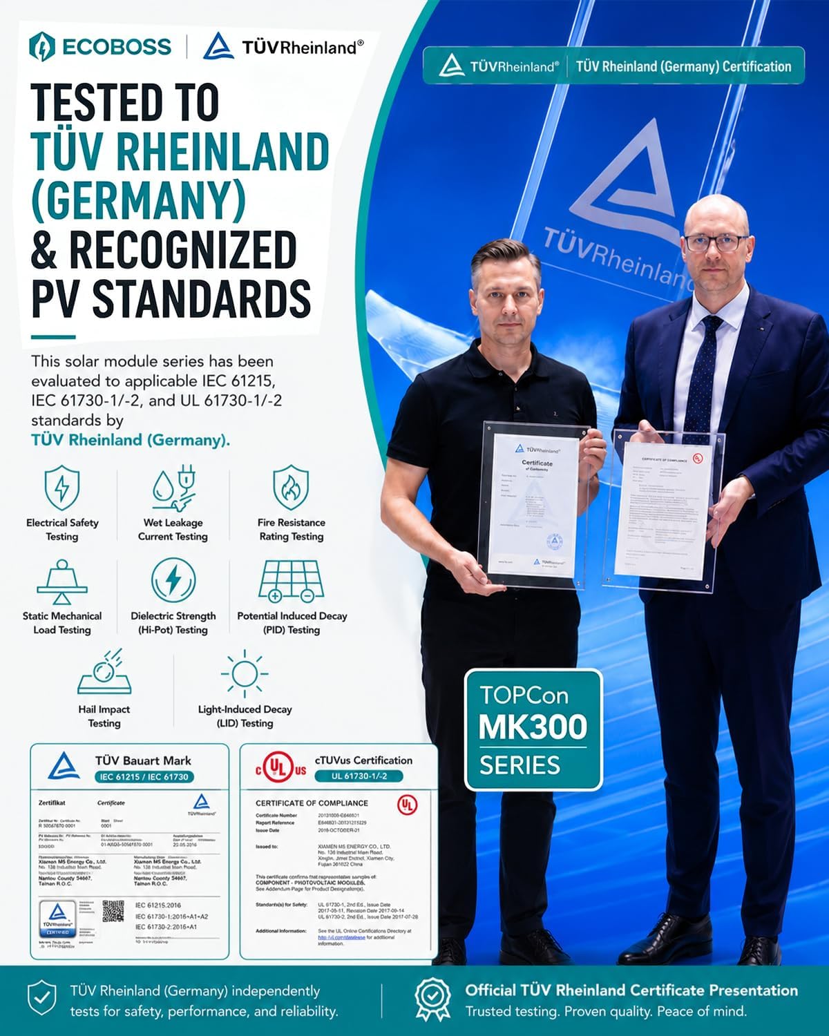 el panel solar de la certificación de 1600W TÜV, 8PC 200 vatios N-t...