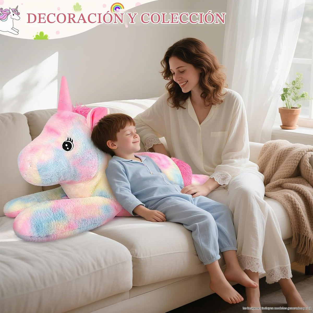 SuzziPals Peluche de unicornio gigante de 43 pulgadas, juguetes de...