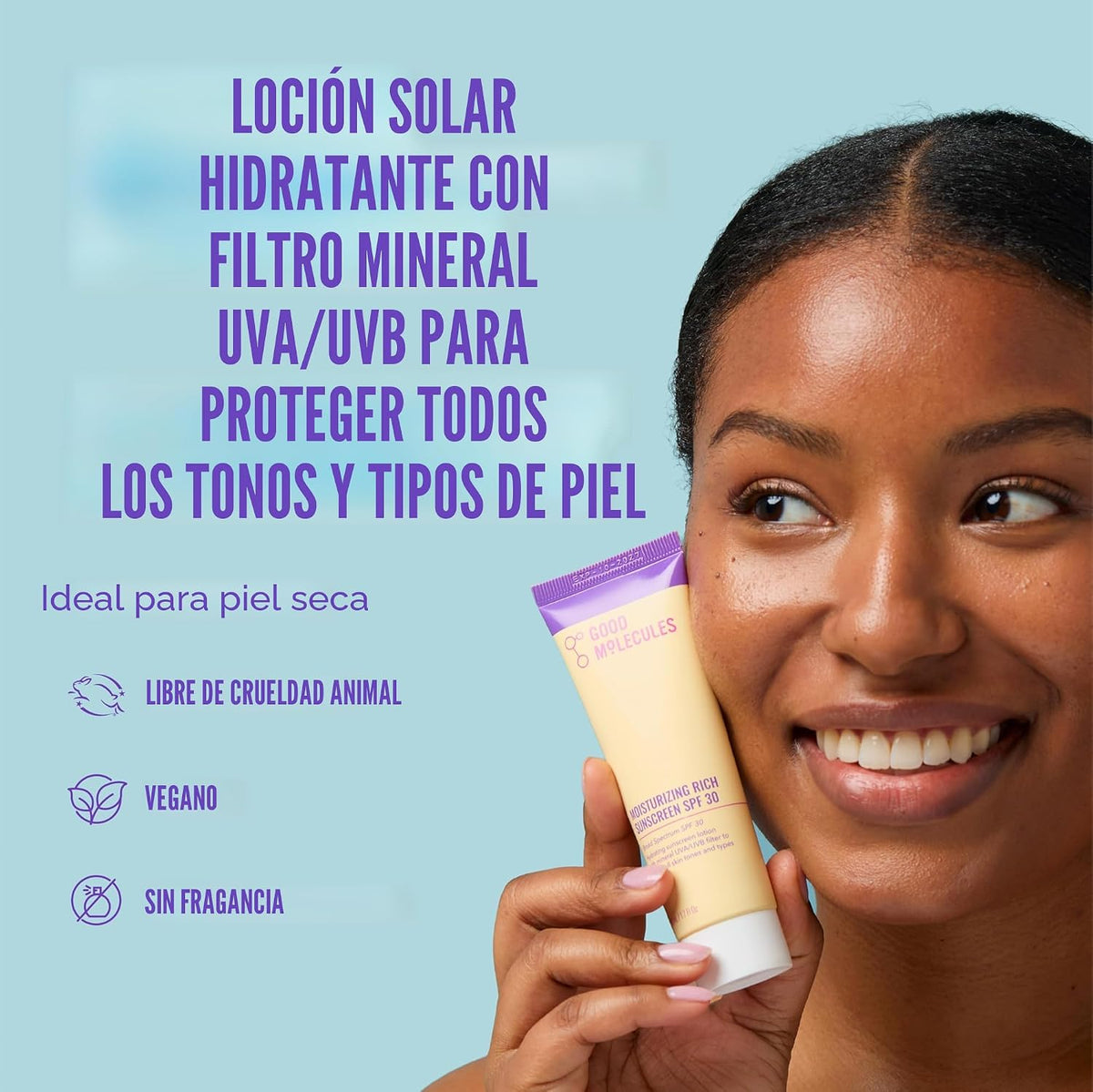 Good Molecules - Protector solar hidratante facial rico de amplio e...