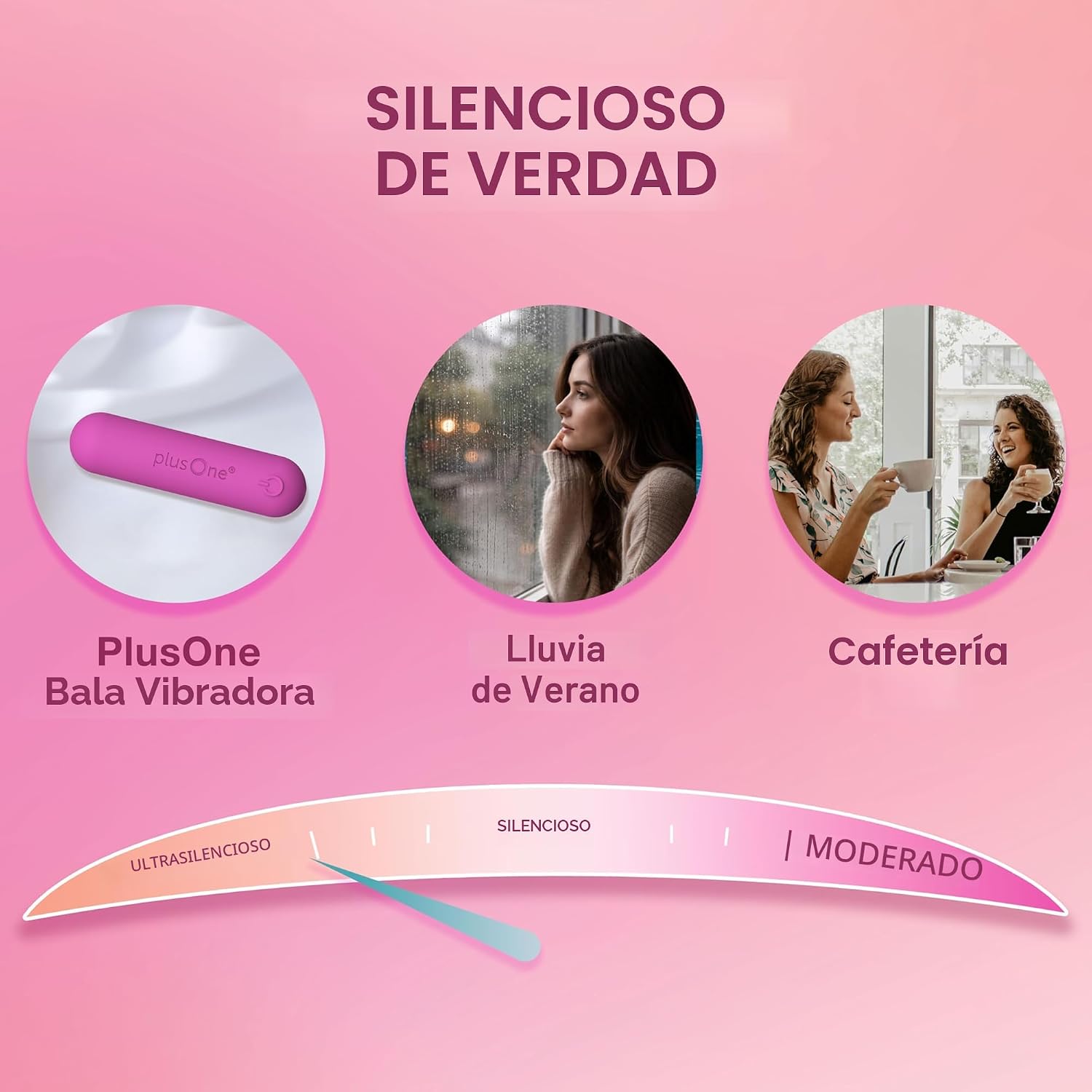 plusOne Bala vibratoria impermeable y recargable, rosa oscuro | Mas...
