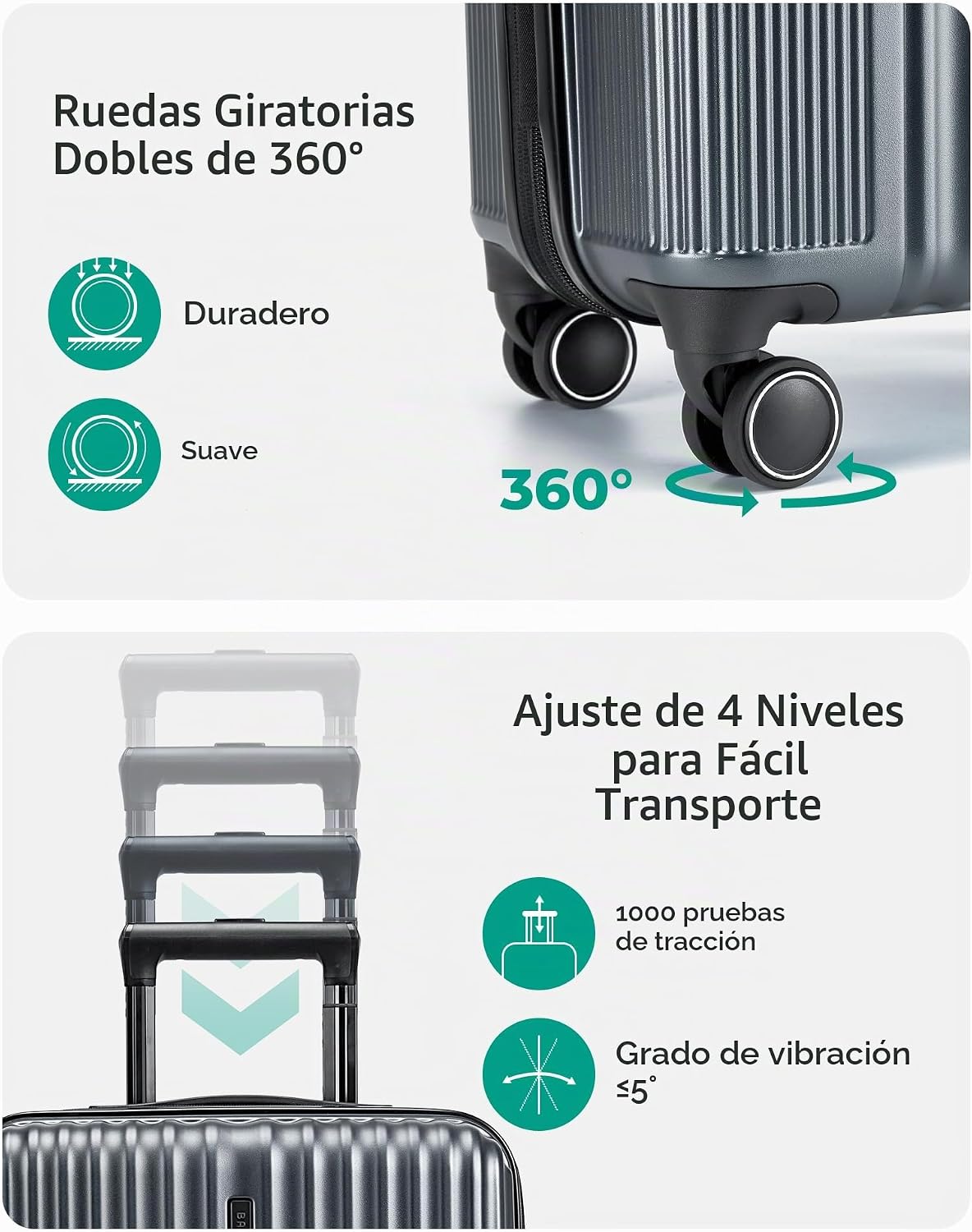 BAGSMART - Maleta de mano expandible de 22 x 14 x 9 aprobada por ae...
