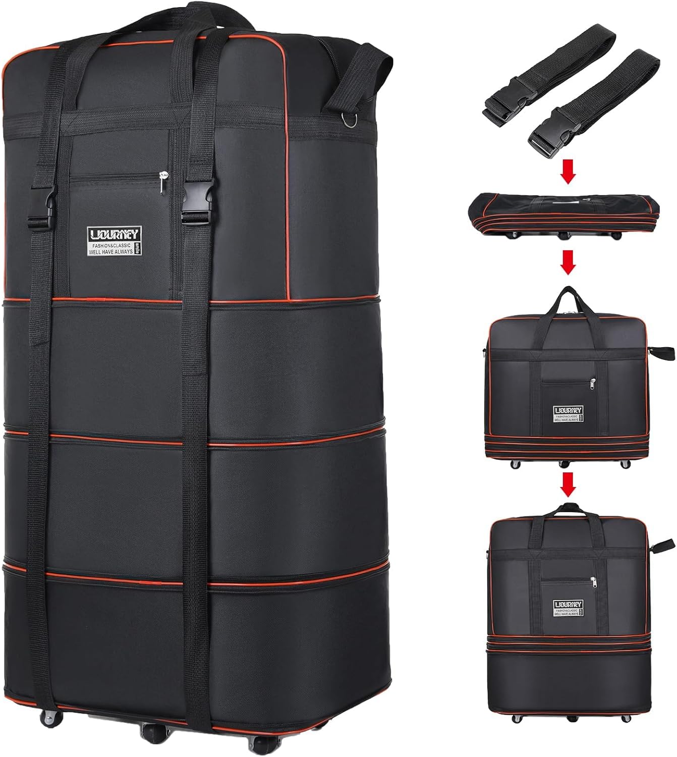 kooldaiwangwang Bolsa de viaje con ruedas, expandible, plegable, bo...