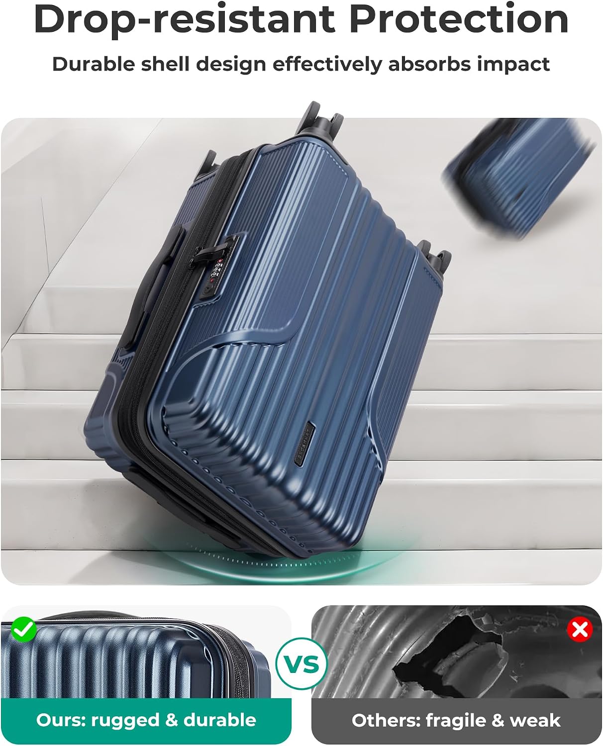 BAGSMART - Maleta de mano 22 x 14 x 9 aprobada por aerolínea, malet...