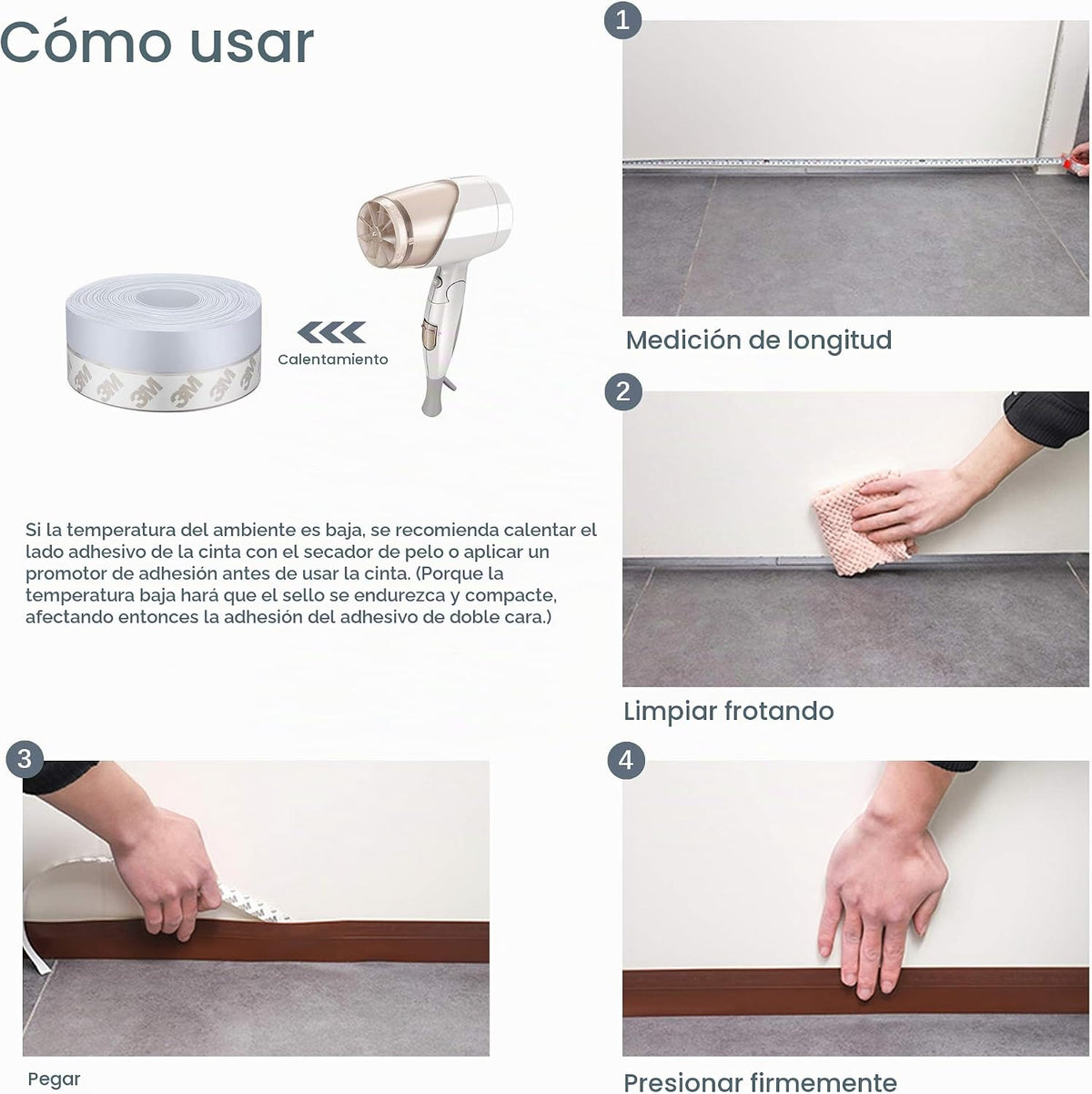 TAROSE - Tira de sellado de silicona para puerta y ventana, 16 pies...