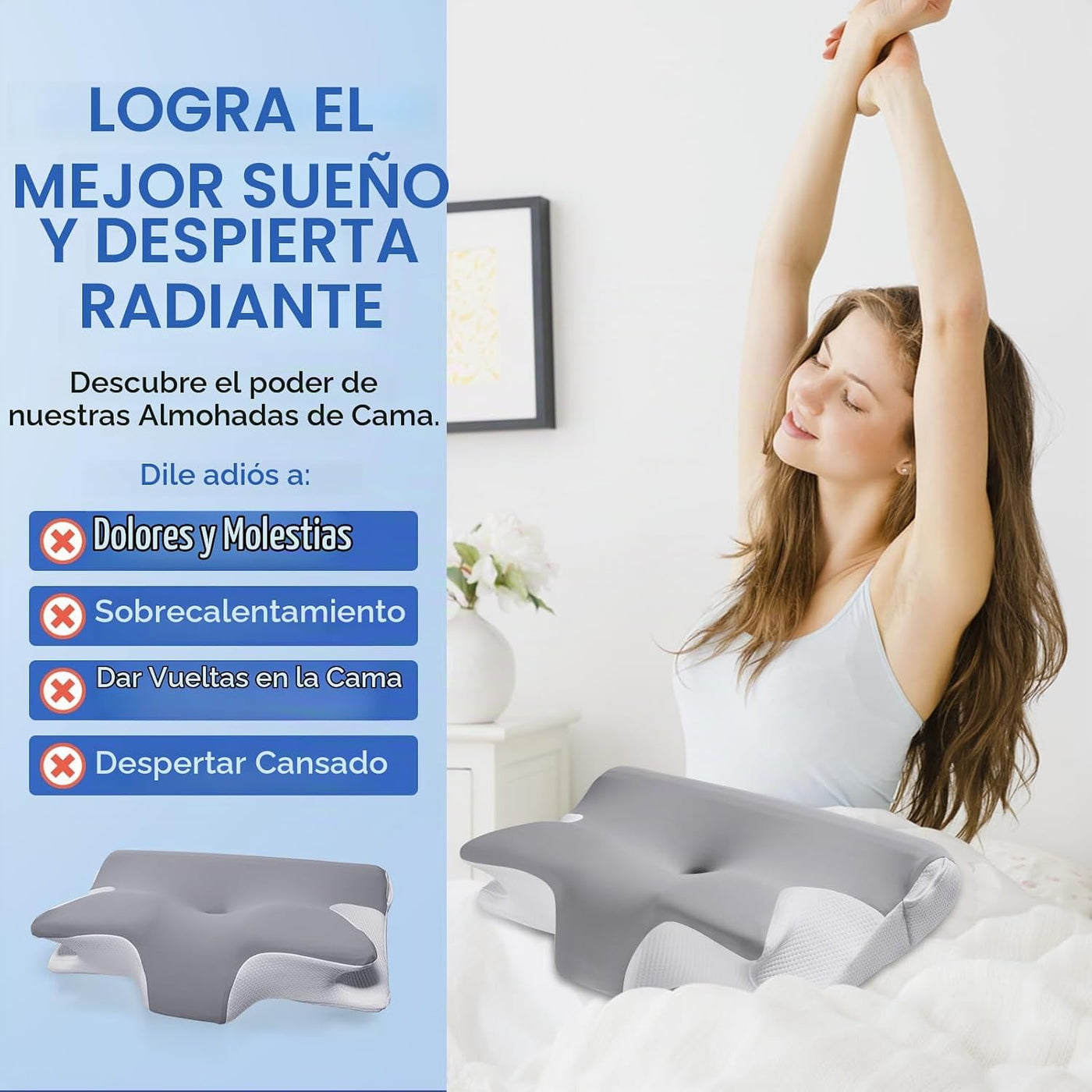 Almohada cervical eficaz para aliviar el dolor para dormir, almohad...
