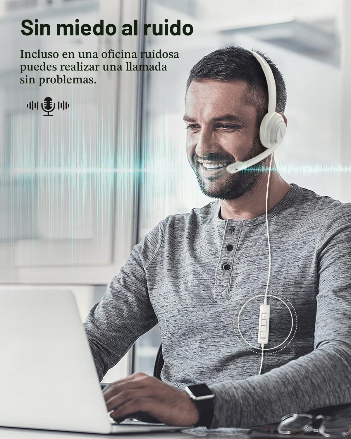 NUBWO HW02 Auriculares USB para computadora con micrófono de chat |...
