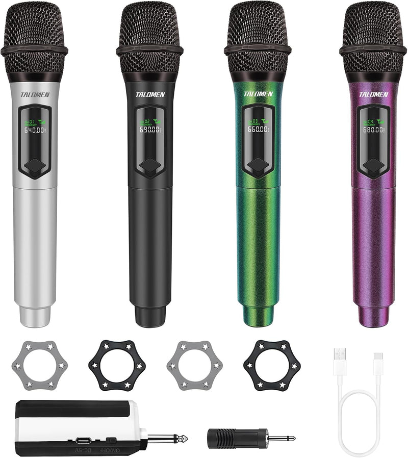 talomen Micrófonos inalámbricos para karaoke, micrófono recargable,...