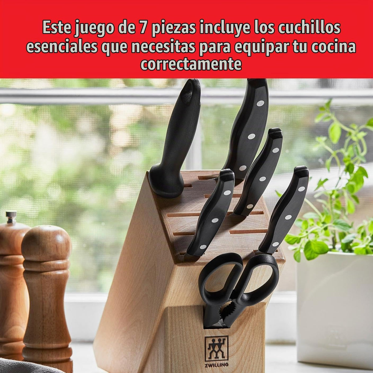 Zwilling Twin Signature - Juego de cuchillos de 7 piezas, cuchillas...