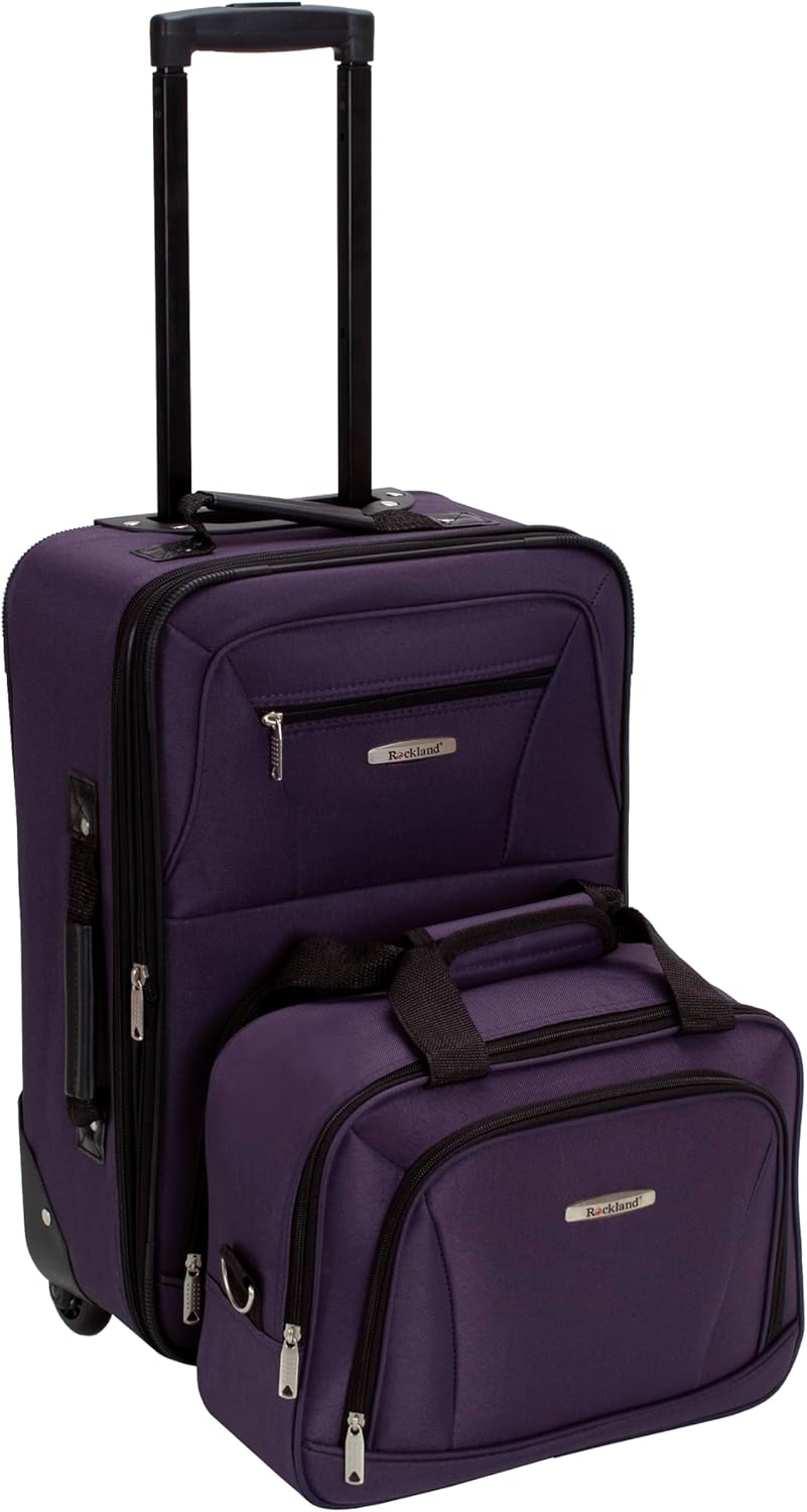 Rockland Fashion Softside Juego de equipaje vertical, morado, 2 pie...